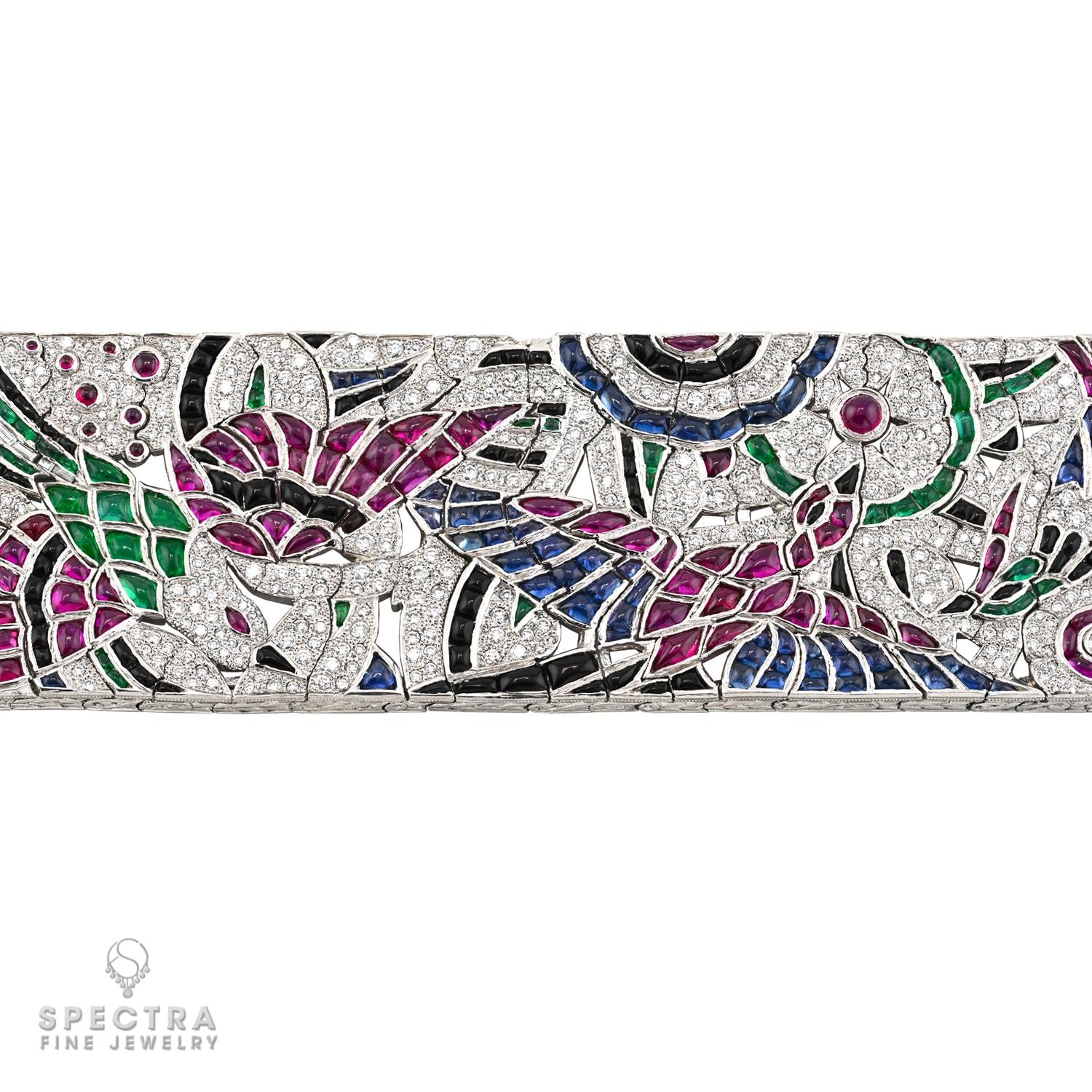 Oscar Heyman Birds in Flight Bracelet – Platinum Multigem - 27.5 ct Total