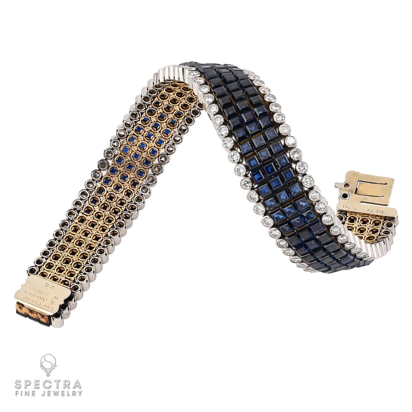 Van Cleef & Arpels Mystery Set Sapphire and Diamond Bracelet – Signed Jewelry