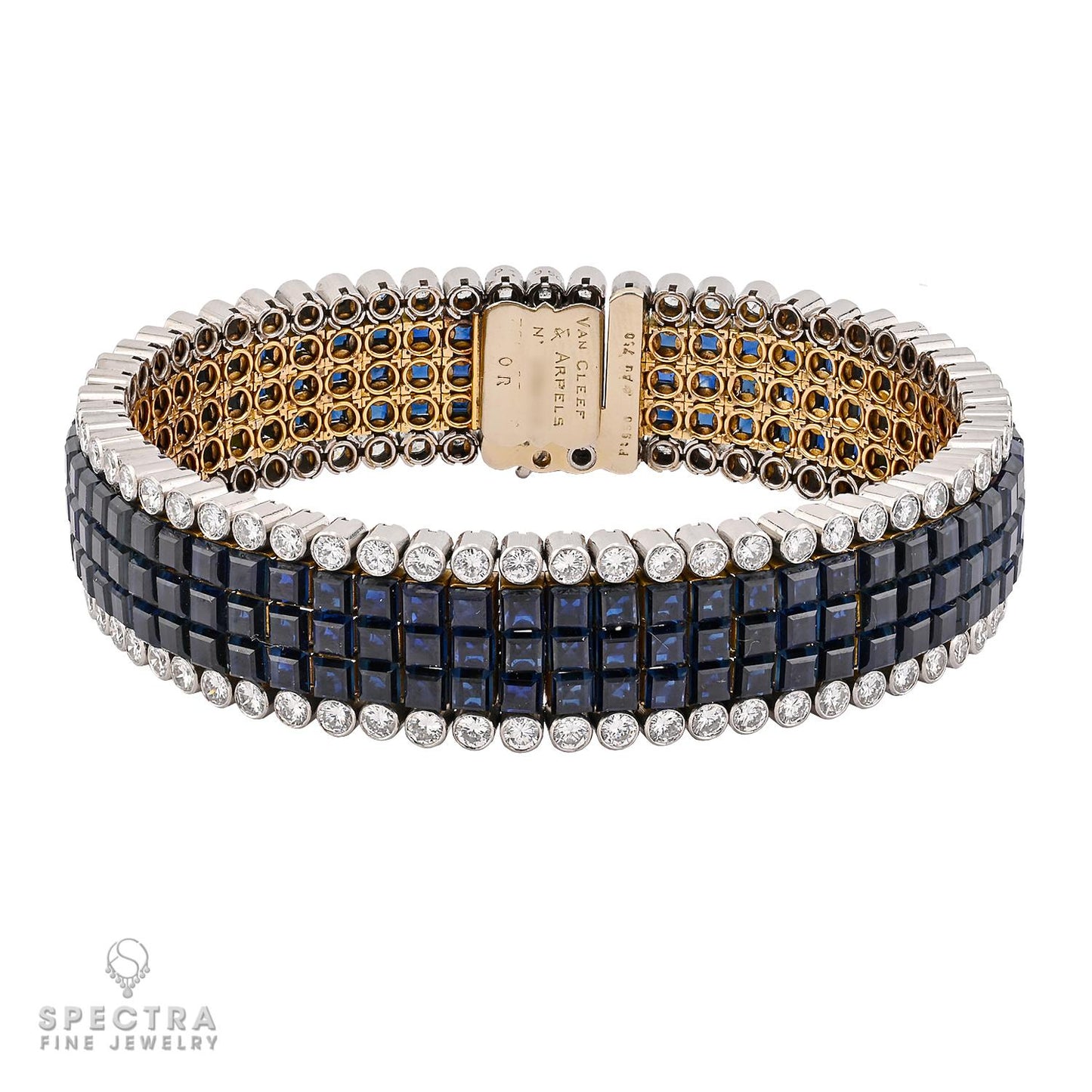 Van Cleef & Arpels Mystery Set Sapphire and Diamond Bracelet – Signed Jewelry