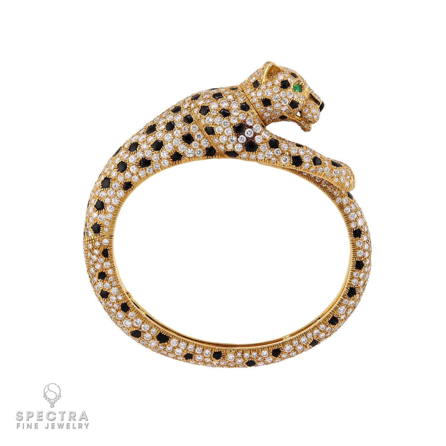 Cartier Panthère Diamond, Onyx & Emerald Bangle