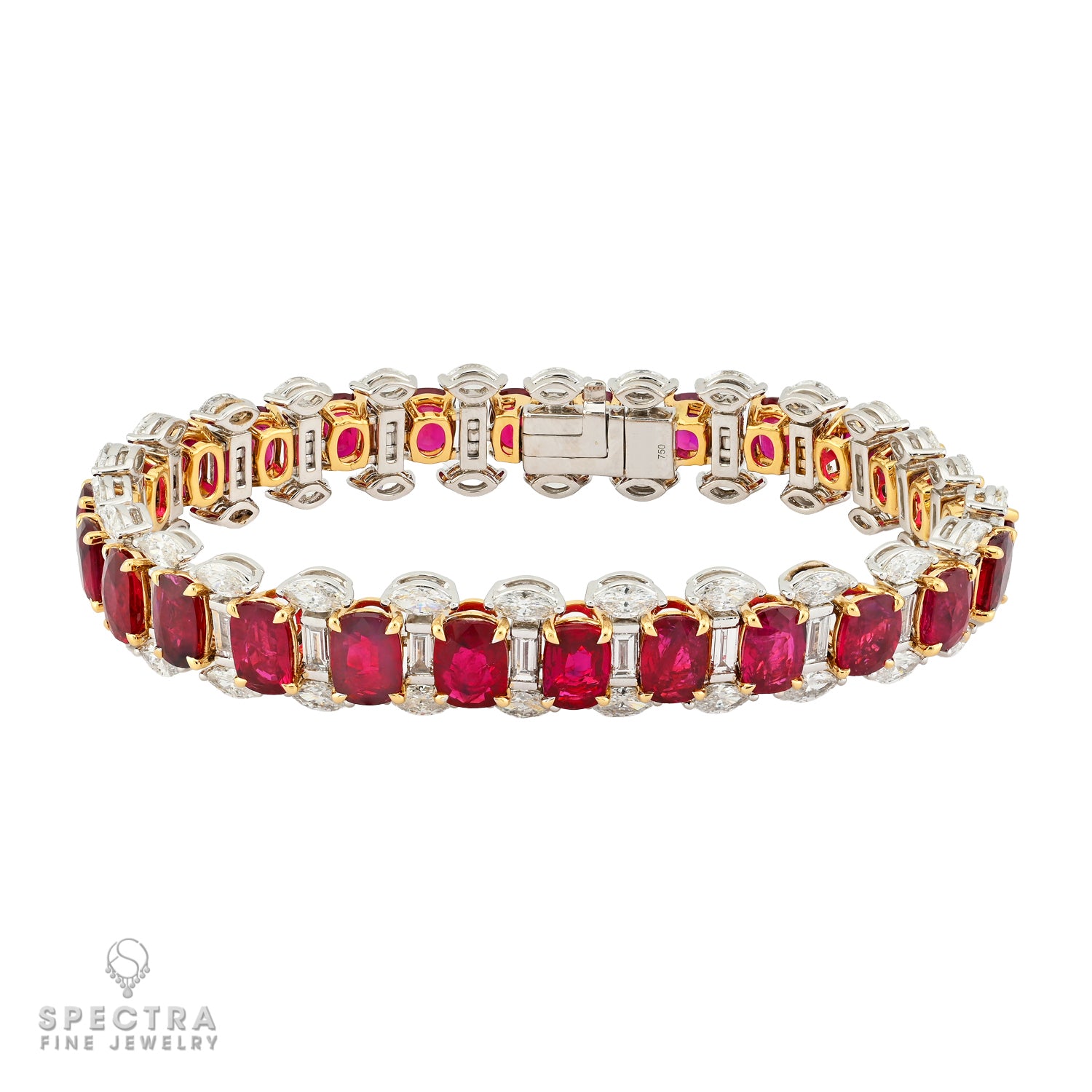 Spectra Fine Jewelry 24.71 cts. Burma Ruby & Diamond Line Bracelet
