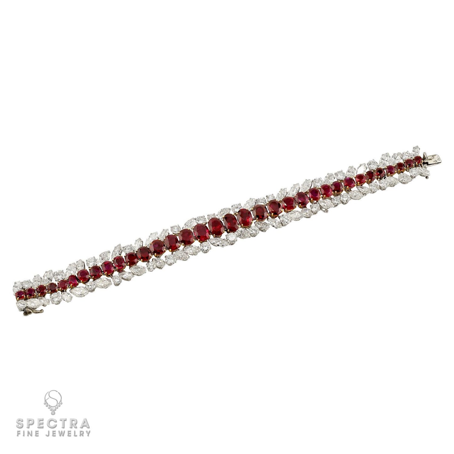 Boucheron Burma Ruby & Diamond Platinum Bracelet, c.1965