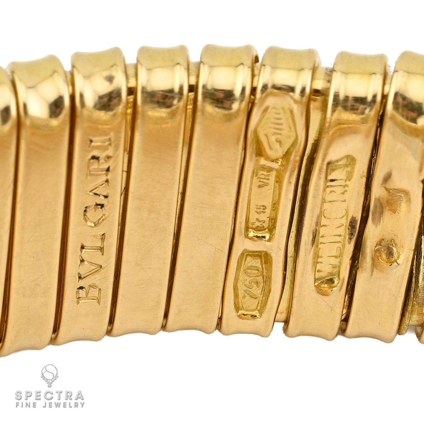 Bulgari 18K Three Tone Gold Tubogas Coiled Bracelet