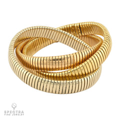 Bulgari 18K Three Tone Gold Tubogas Coiled Bracelet