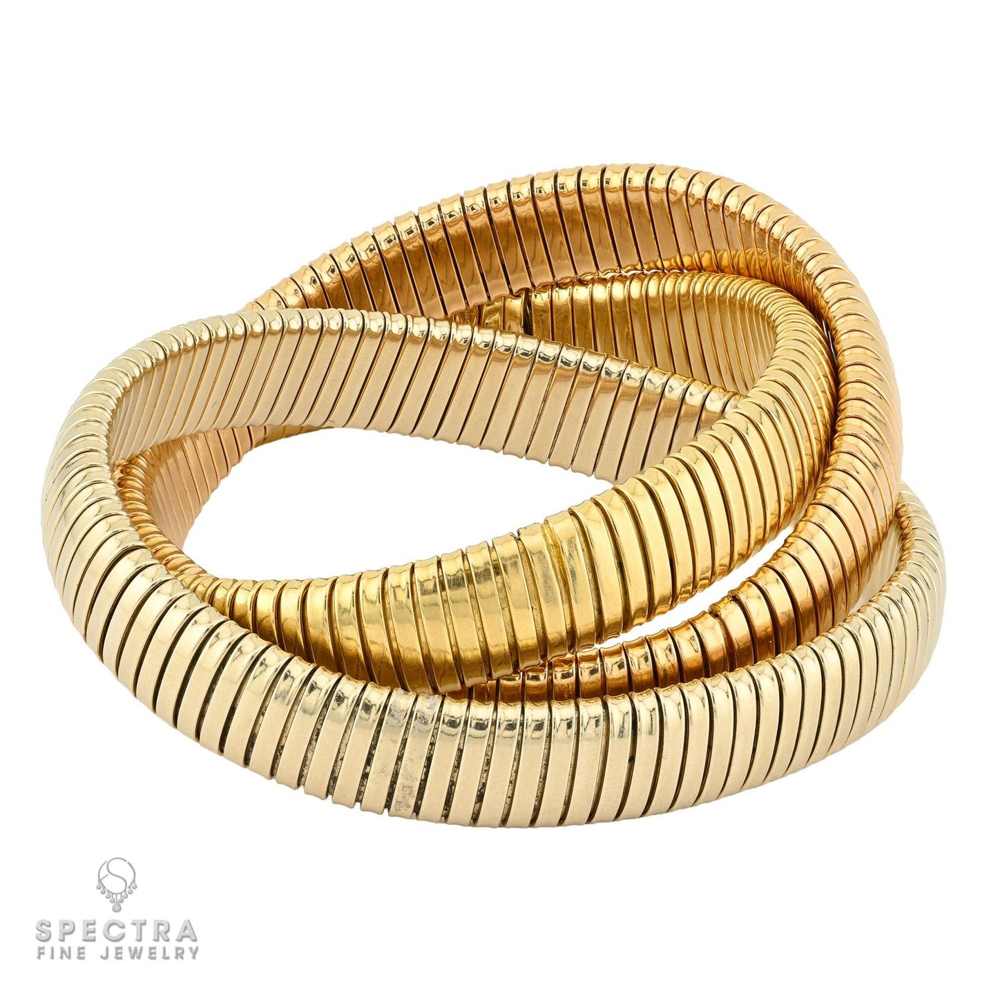 Bulgari 18K Three Tone Gold Tubogas Coiled Bracelet