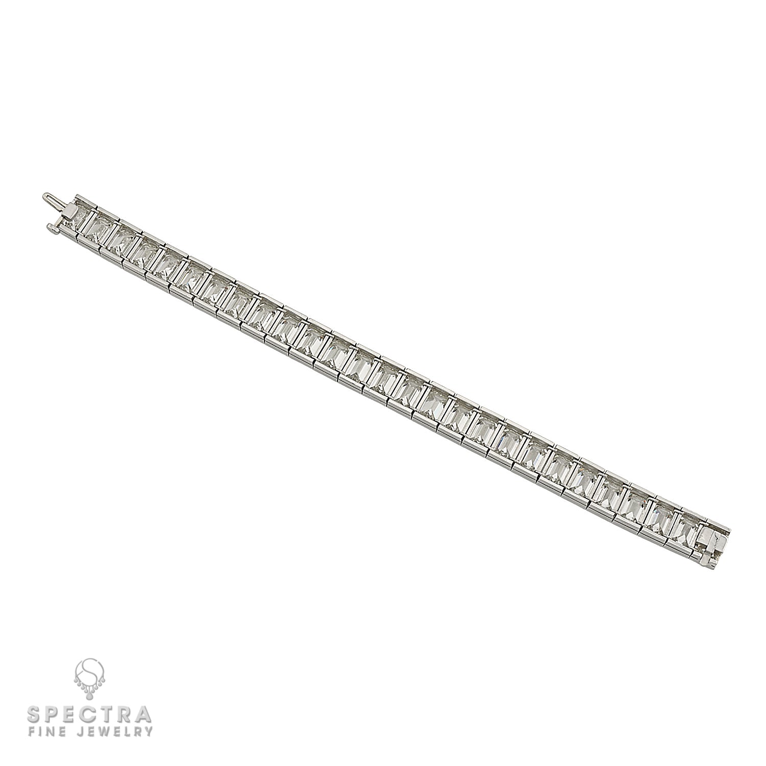 54.50ct Emerald Cut Diamond Tennis Bracelet GIA | Platinum 7"
