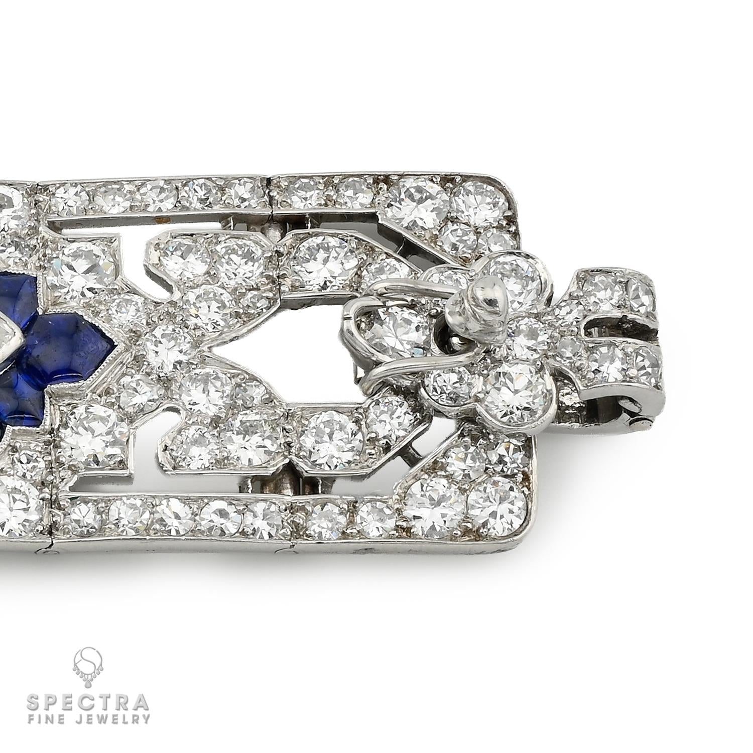 Cartier Art Deco Diamond Sapphire Platinum Bracelet Circa 1928