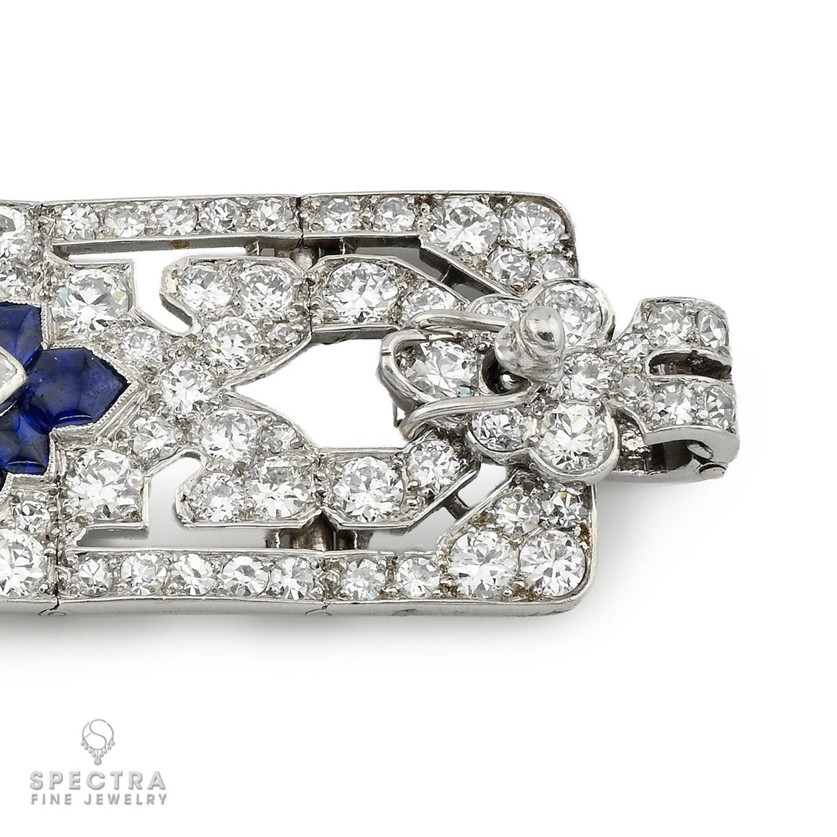 Cartier Art Deco Diamond Sapphire Platinum Bracelet Circa 1928