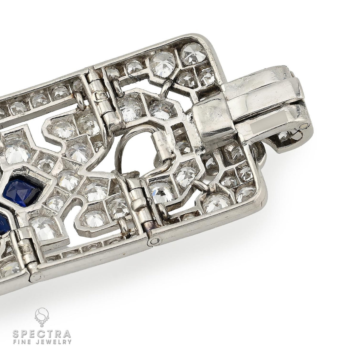 Cartier Art Deco Diamond Sapphire Platinum Bracelet Circa 1928
