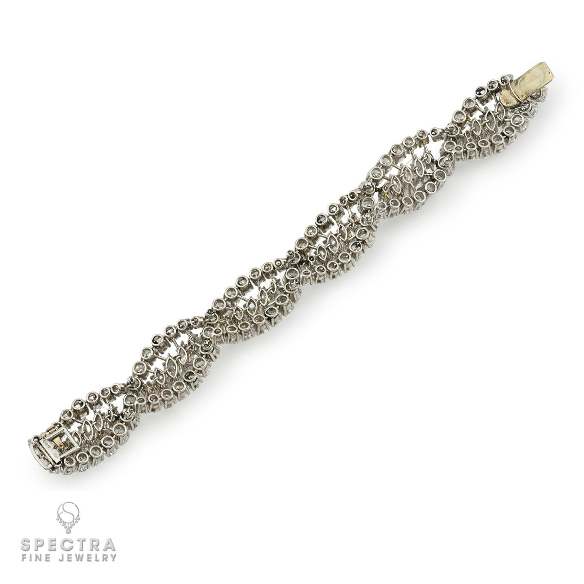 Van Cleef & Arpels 42ct Diamond Platinum Gold Bracelet 1960s