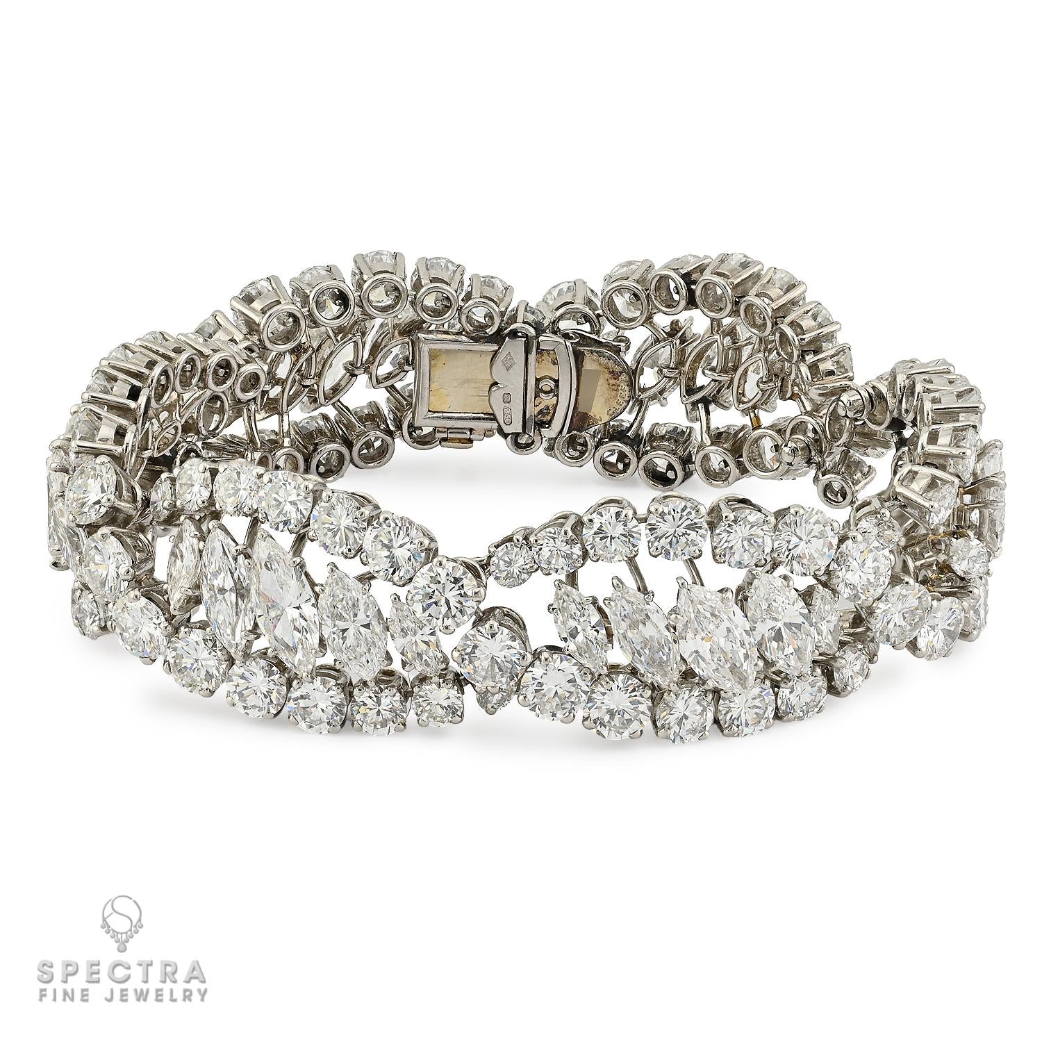 Van Cleef & Arpels 42ct Diamond Platinum Gold Bracelet 1960s