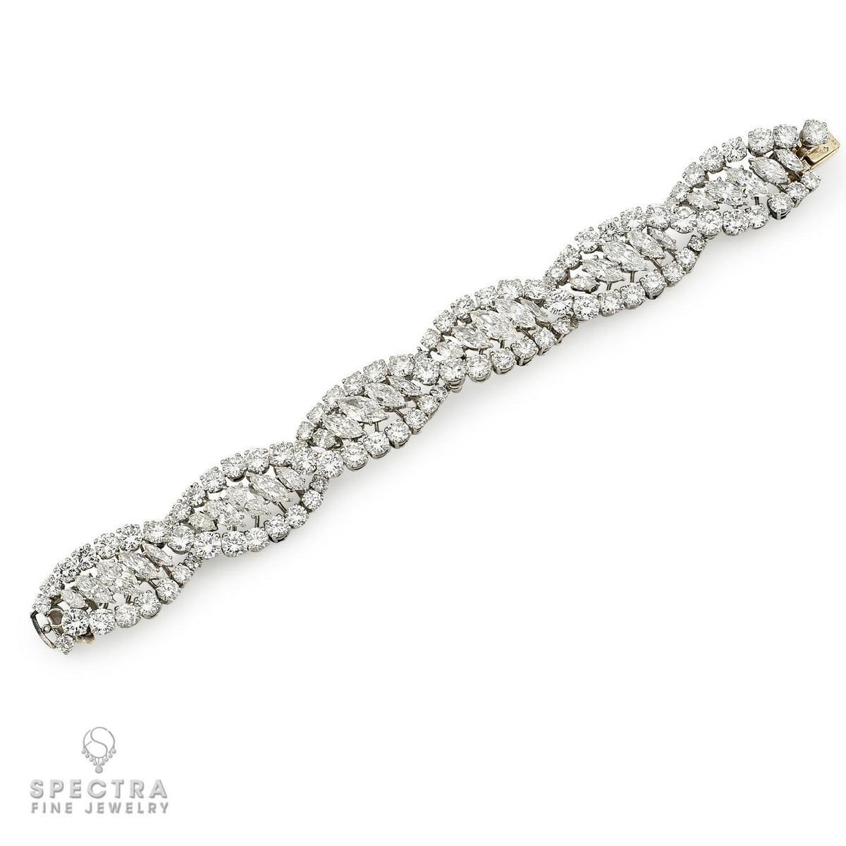 Van Cleef & Arpels 42ct Diamond Platinum Gold Bracelet 1960s