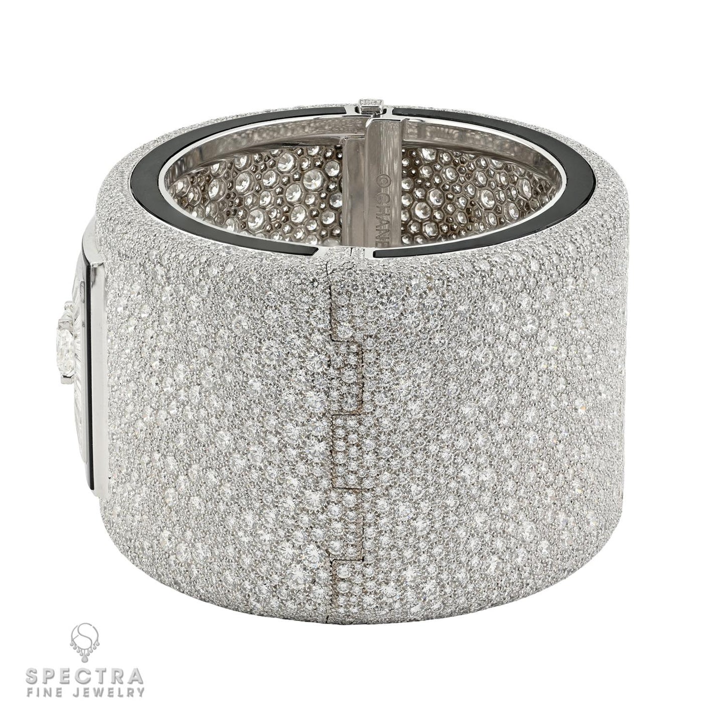 Chanel 2.01ct Princess Cut Diamond & Onyx Bangle in 18K White Gold