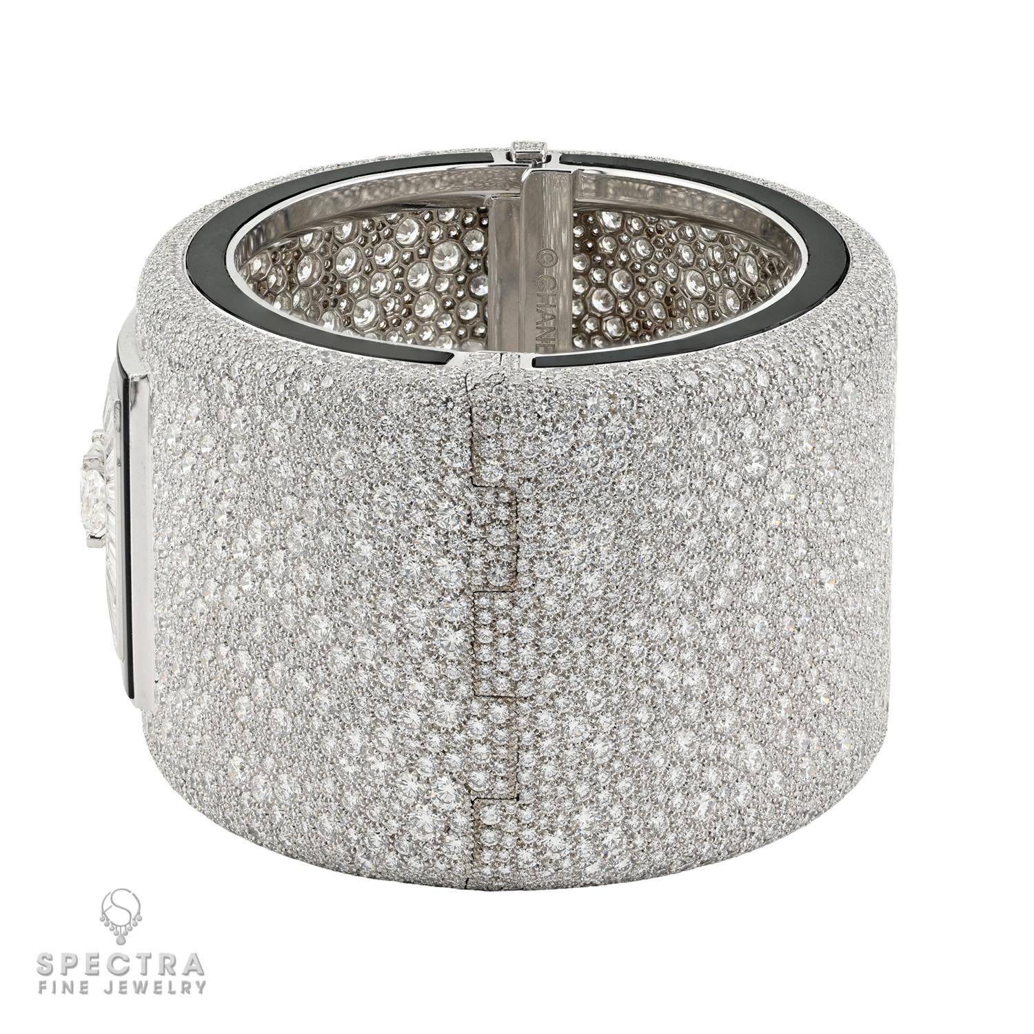 Chanel 2.01ct Princess Cut Diamond & Onyx Bangle in 18K White Gold