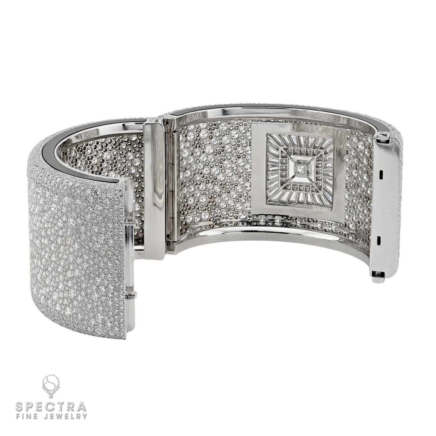 Chanel 2.01ct Princess Cut Diamond & Onyx Bangle in 18K White Gold
