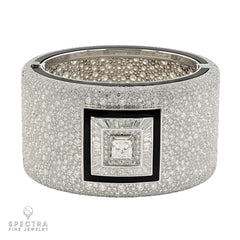 Chanel 2.01ct Princess Cut Diamond & Onyx Bangle in 18K White Gold