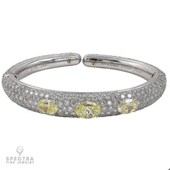 Bulgari Yellow Diamond Pavé Bombe Cuff in 18K Yellow Gold – Signed Fine Jewelry