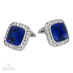 Spectra Fine Jewelry Sugarloaf Sapphire Diamond Cufflinks