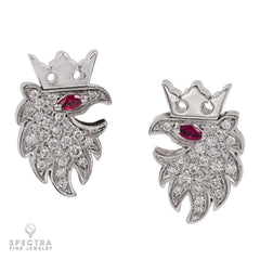 Cantamessa Contemporary Griffin Ruby Diamond Pave Cufflinks
