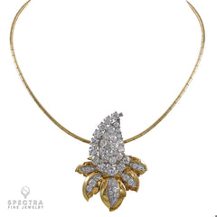 Signed Cartier Art Deco Diamond Pendant Necklace