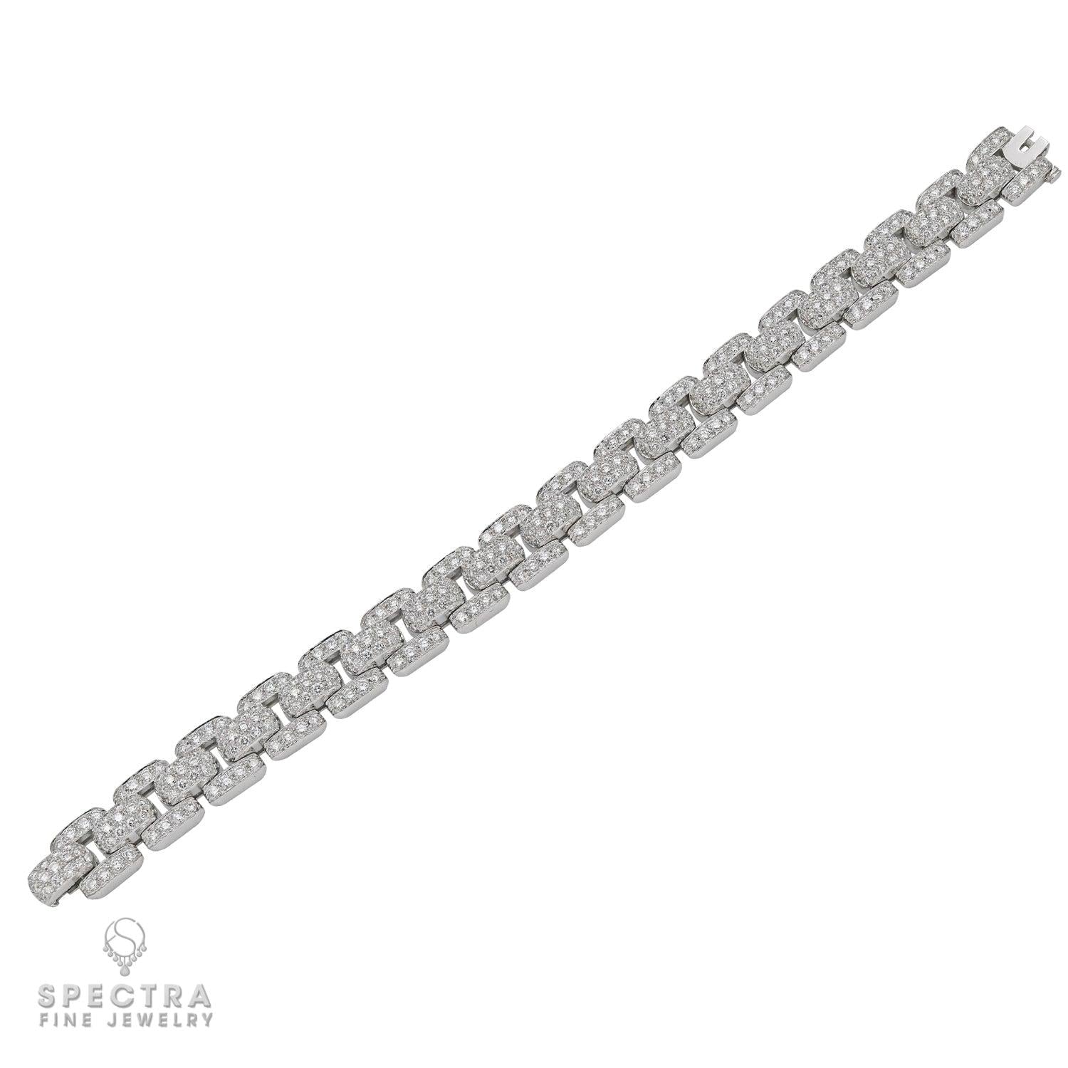 Cartier 15.30 ct Diamond Pavé Link Bracelet in 18K White Gold – Signed Contemporary Jewelry