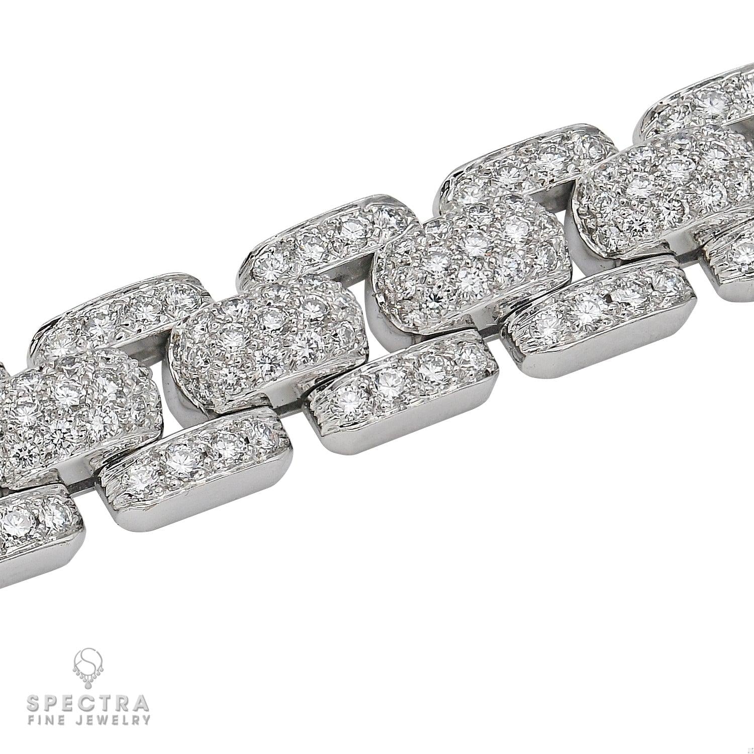 Cartier 15.30 ct Diamond Pavé Link Bracelet in 18K White Gold – Signed Contemporary Jewelry