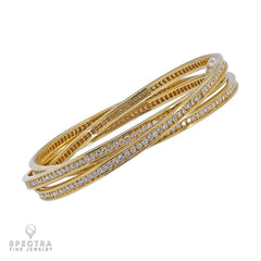 Signed Cartier Diamond 18K Gold Trinity Bracelet