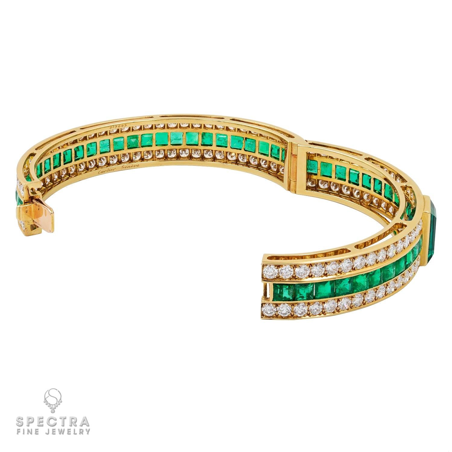 Cartier 4.39 ct Colombian Emerald & Diamond Bangle in 18K Gold – Signed Estate