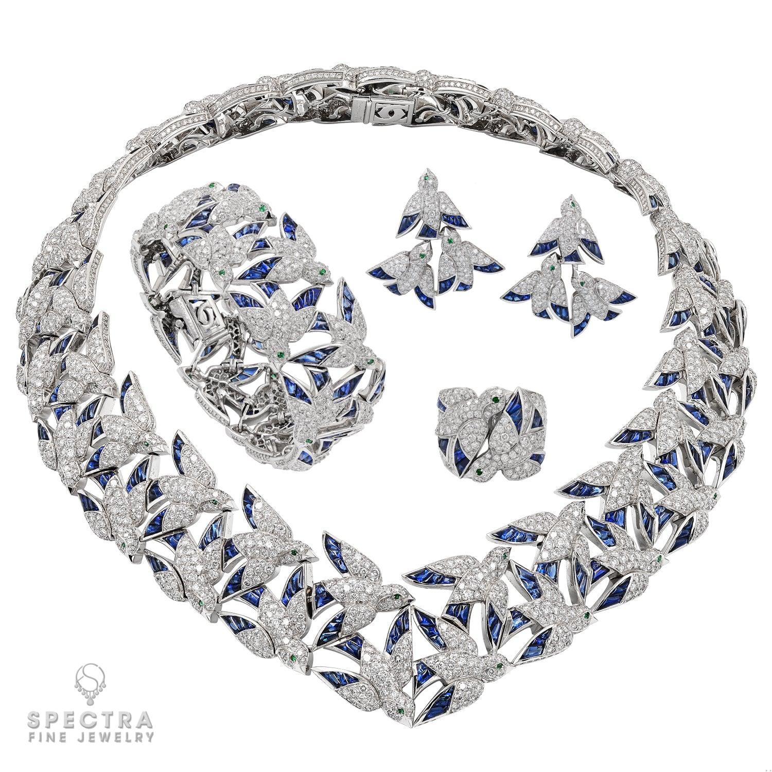 Cartier 'Les Oiseaux Liberees' Sapphire Diamond Suite
