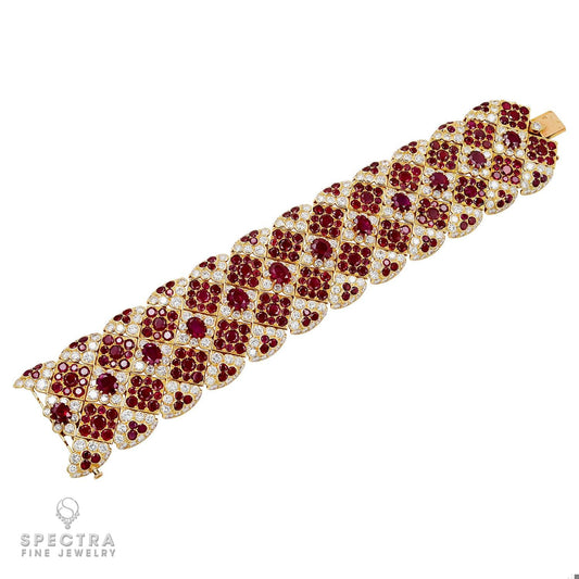 Cartier “Mexico” Ruby & Diamond Bracelet in 18K Gold – Signed Estate