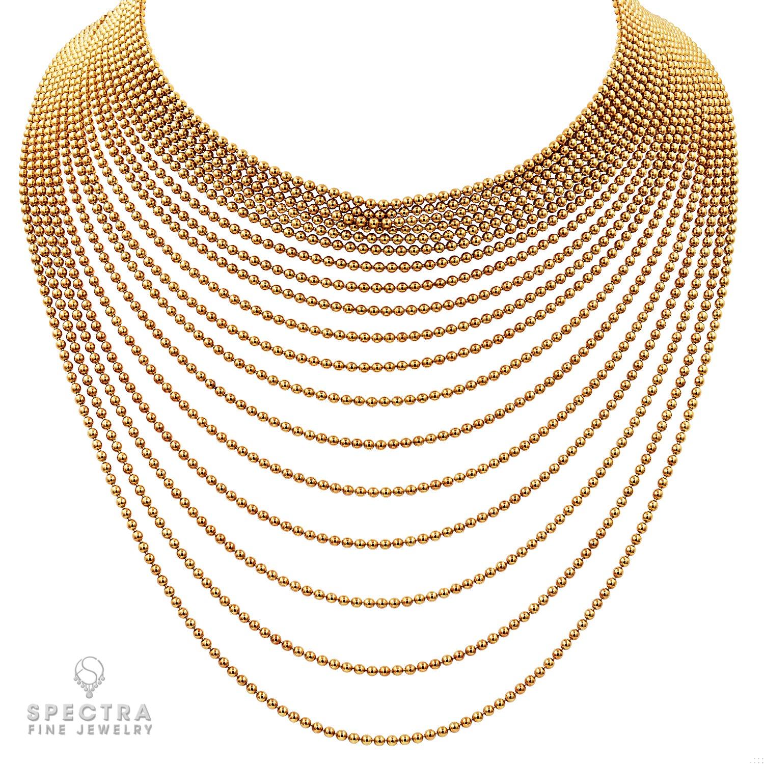 Cartier Multi-Strand 18k Gold Bead Draperie Necklace: Exquisite 18k Gold Luxury