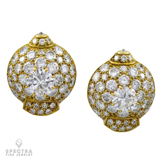 Cartier Vintage Diamond Bombe Button Earrings, circa 1970s
