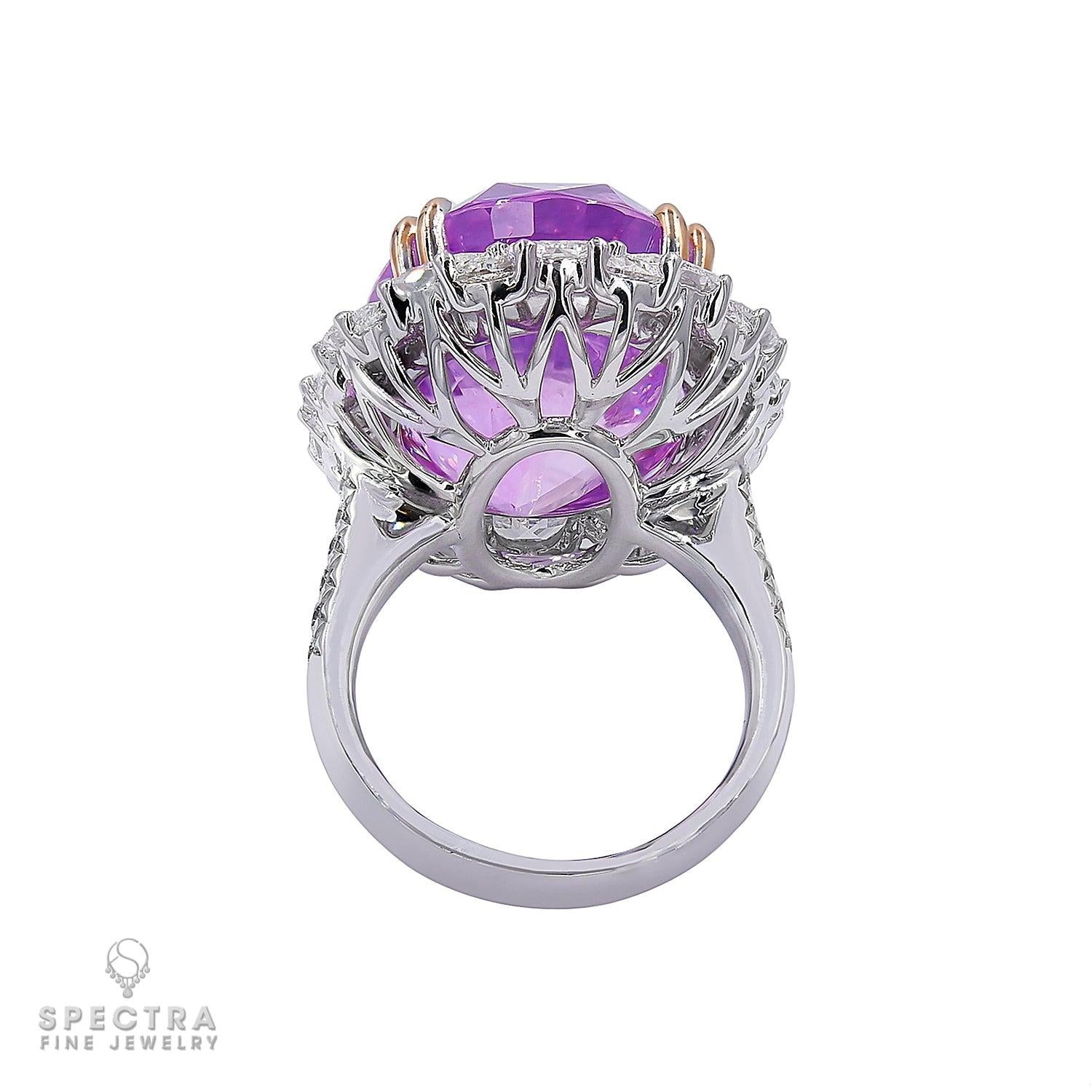 Contemporary 32.32 ct. Pink Sapphire Halo Cocktail Engagement Ring