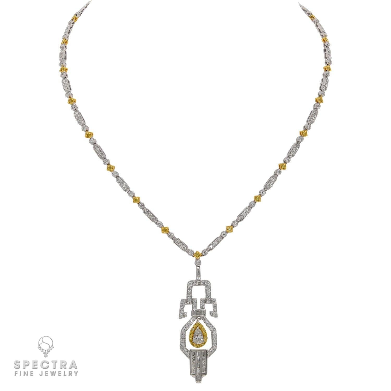 Contemporary  Diamond Lavalier Necklace