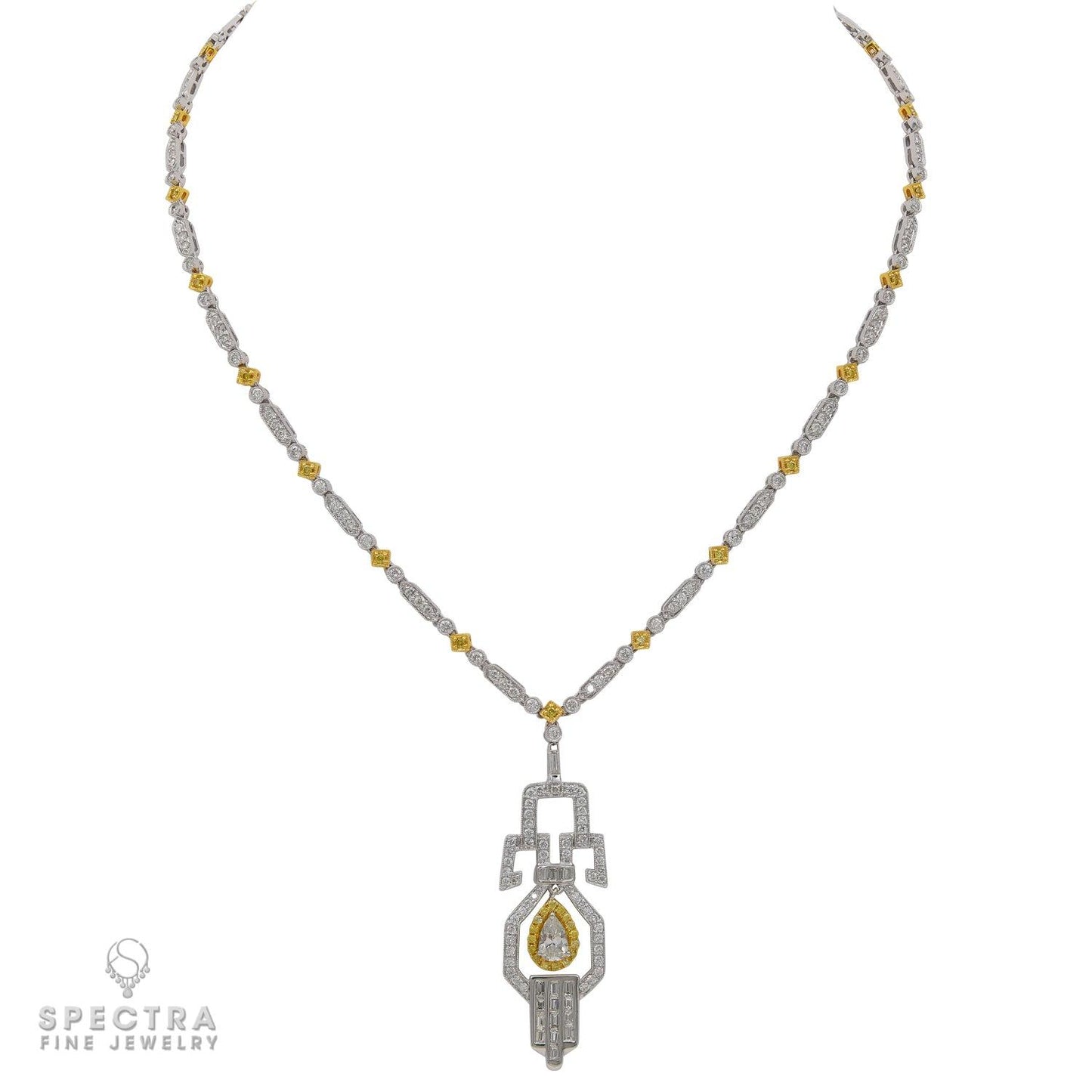 Contemporary  Diamond Lavalier Necklace