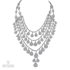 Contemporary Diamond Passementerie Three-Tier Tassell Necklace
