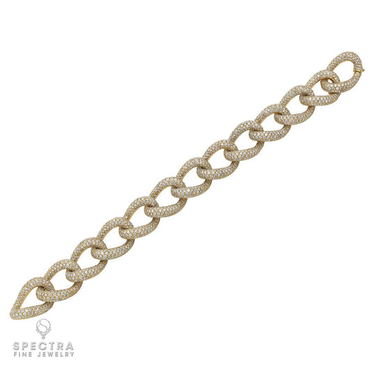 Diamond Pavé Cuban Link Bracelet in 18K Yellow Gold – Contemporary Fine Jewelry