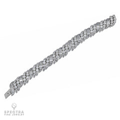 38.0 ct Diamond Scroll Bombé Bracelet in 18K White Gold – Contemporary Jewelry