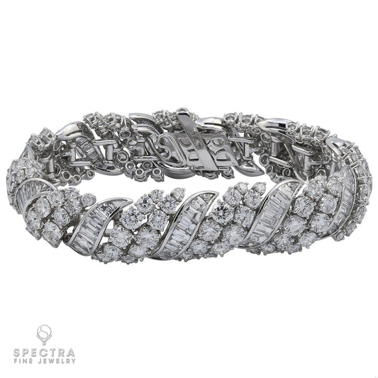 38.0 ct Diamond Scroll Bombé Bracelet in 18K White Gold – Contemporary Jewelry