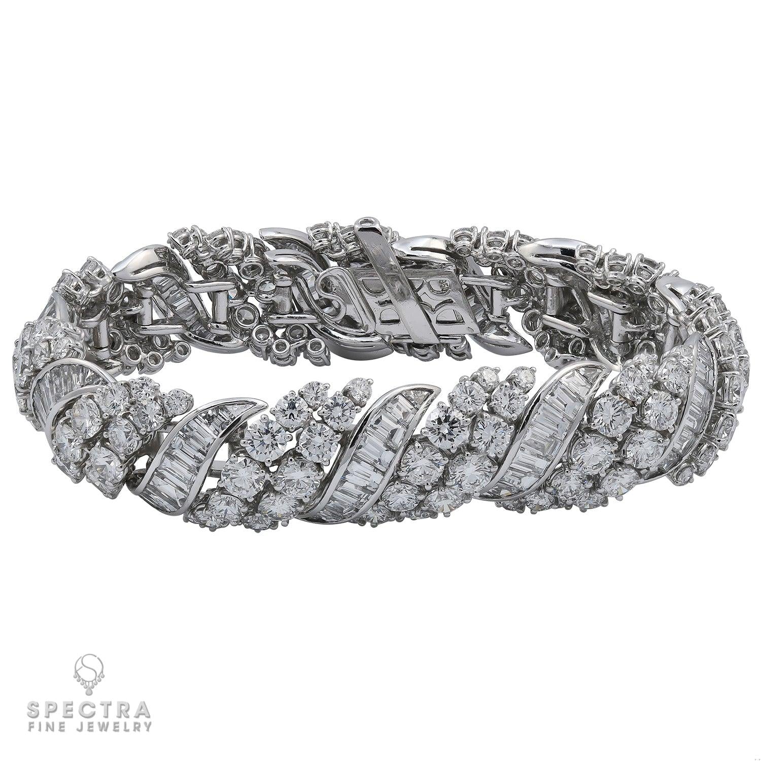38.0 ct Diamond Scroll Bombé Bracelet in 18K White Gold – Contemporary Jewelry