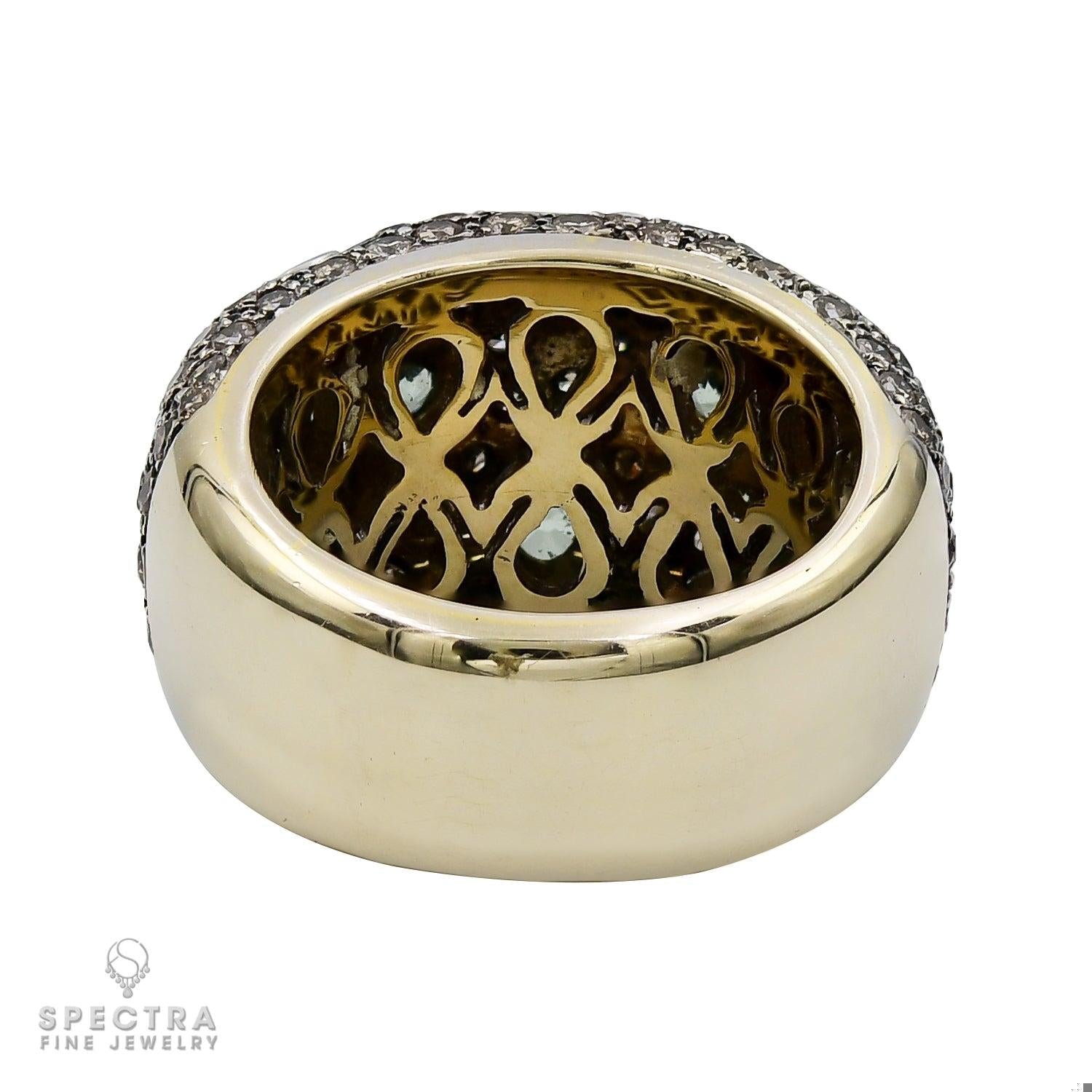 Contemporary Green Diamond Pave Cocktail Bombe Ring