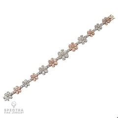 5.17 ct Mixed-Cut Diamond Flower Bracelet in 18K White Gold – Contemporary
