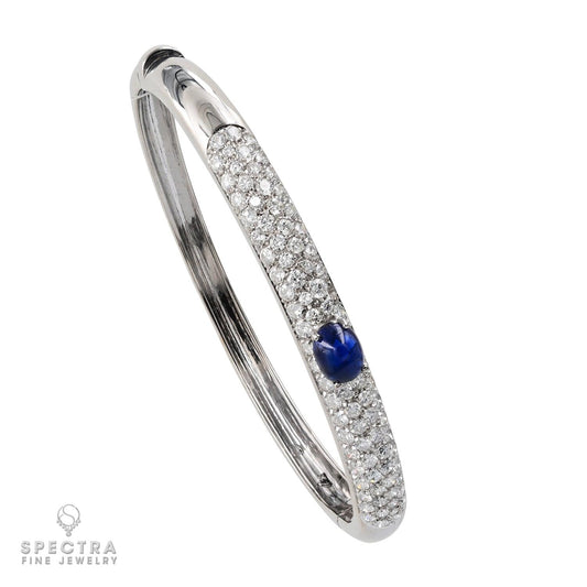 Contemporary Oval Sapphire & Diamond Pavé Bombe Bangle – Fine Jewelry