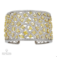 41.79 ct Yellow Diamond Pavé Cuff Bracelet in 18K Yellow Gold – Contemporary Fine Jewelry