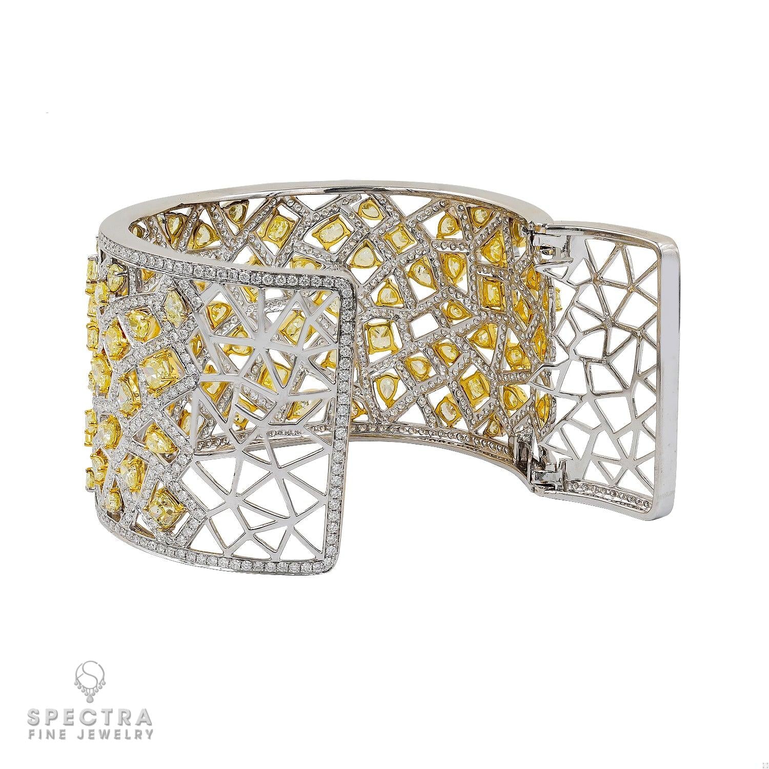 41.79 ct Yellow Diamond Pavé Cuff Bracelet in 18K Yellow Gold – Contemporary Fine Jewelry