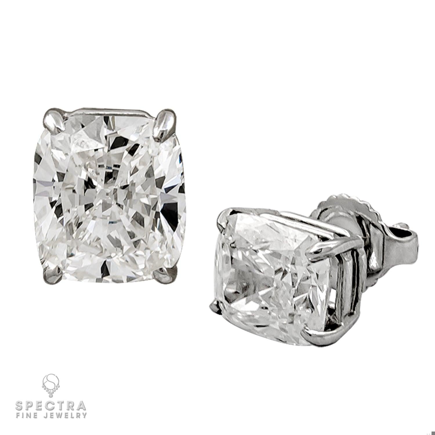 Cushion Diamond Stud Earrings in 18kt Gold by Spectra Fine Jewelry