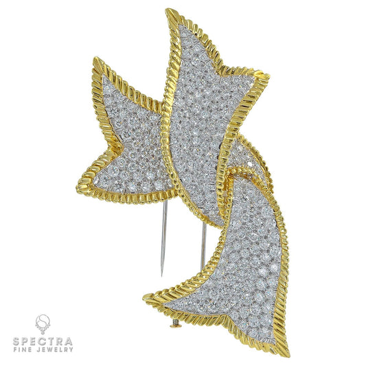 David Webb Contemporary Diamond Ribbon Brooch Large Model