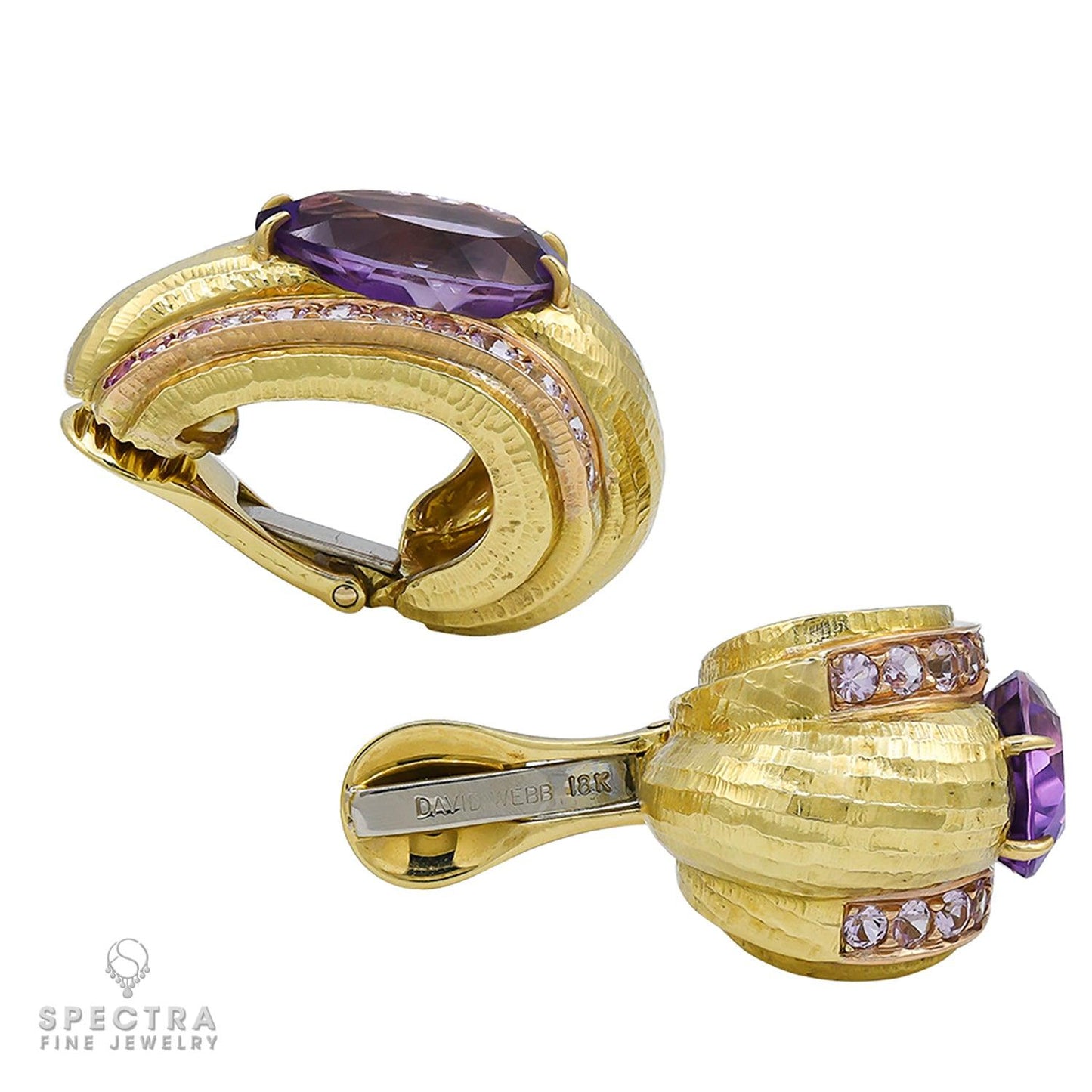 David Webb Vintage Amethyst Sapphire Earrings