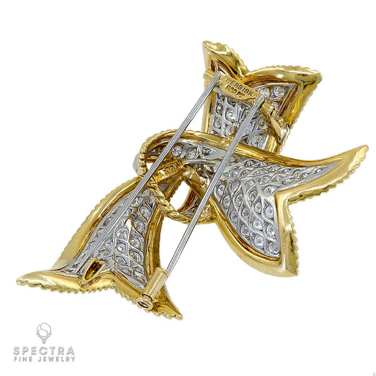 Dazzling David Webb Contemporary Diamond Ribbon Brooch with 10.67ct Diamonds