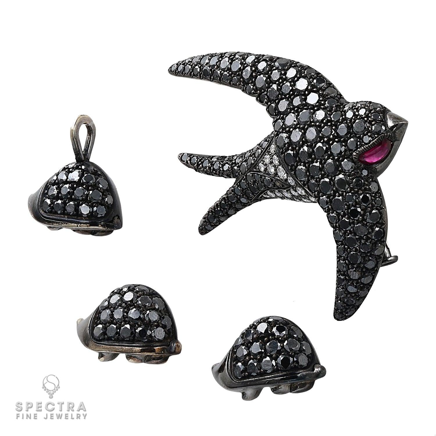 De Grisogono Black Diamond Swallow Bird Demi Parure Suite